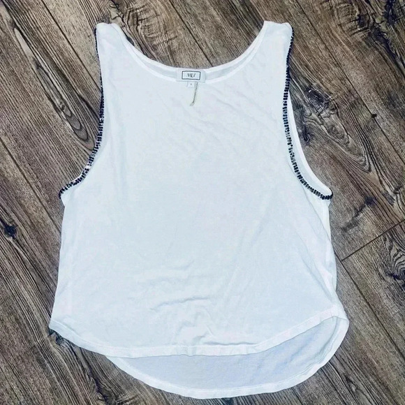 Revolve oversized loose white tank with black embellishments MLV - Picture 1 of 2